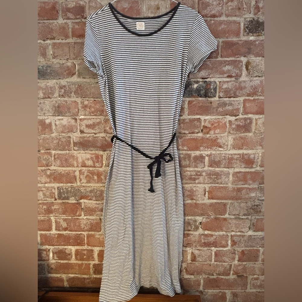 Black and White Striped Midi Dress